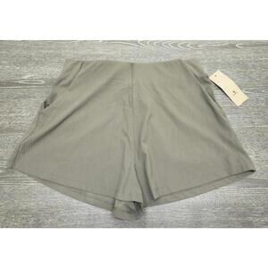 Icyzone Taupe Ribbed High Rise Shorts Women Size Small